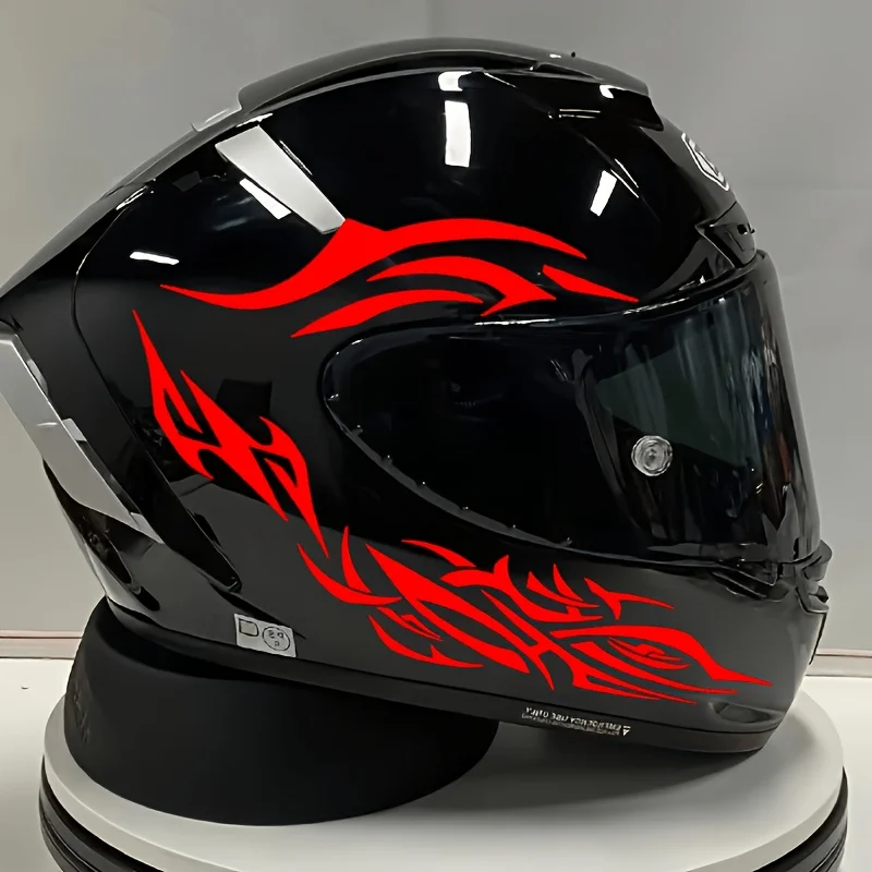 

6PCS SET Motorcycle Helmet Stickers Red Flame Design Black And Red Decor Accessories Motorcycle helmet stickers