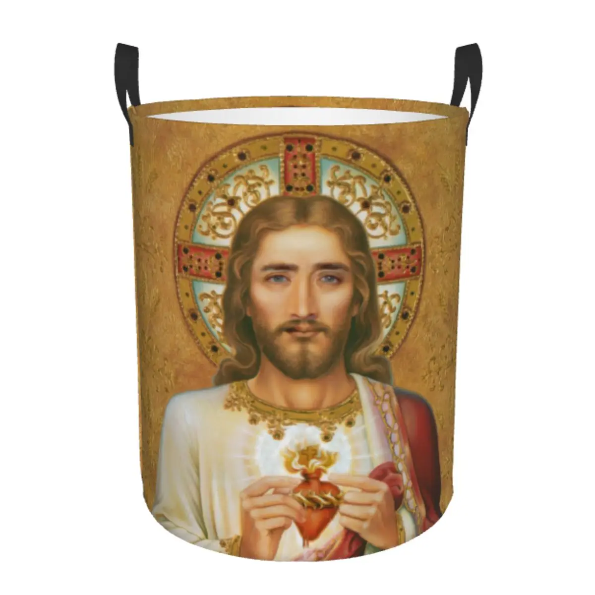 Custom Nicolas Cage As Jesus Christ Laundry Basket Foldable Funny Meme Clothes Hamper for Baby Kids Toys Storage Bag