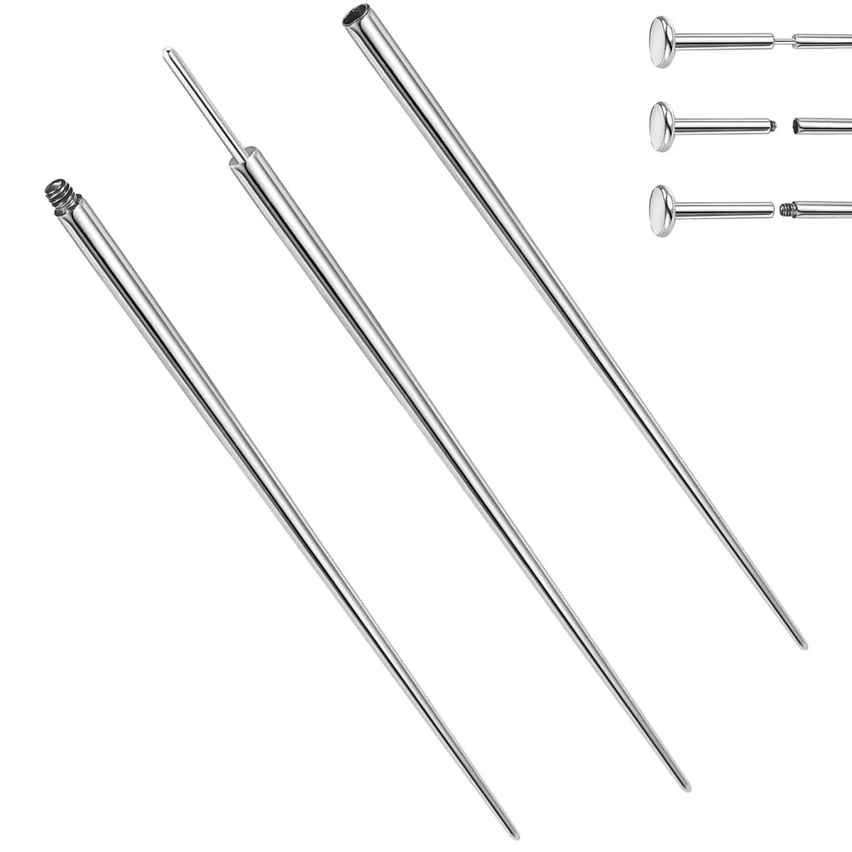 10Pcs Mixed Stainless Steel Piercing Insertion Taper Threaded Body Piercing Stretching and Changing Tools