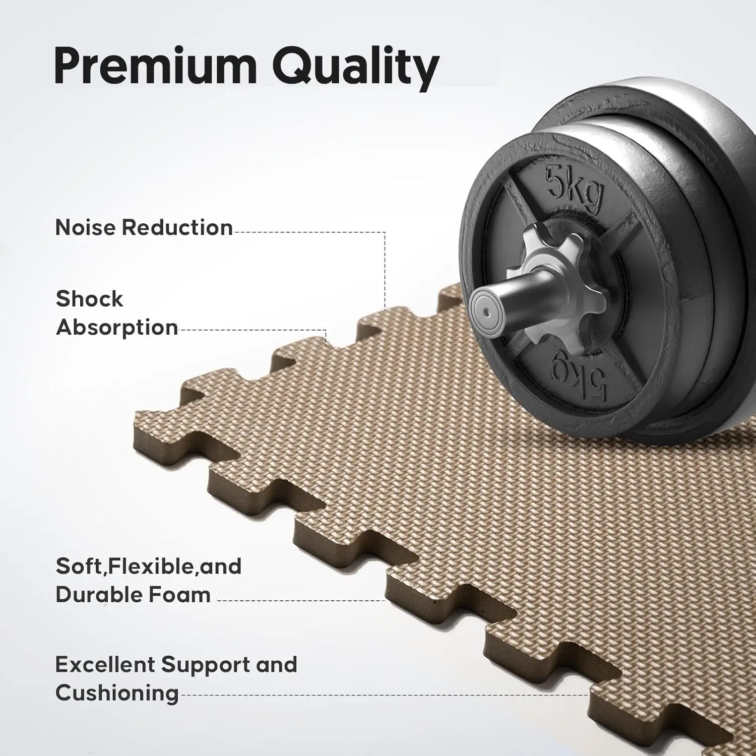 Puzzle Exercise Mat Interlocking EVA Foam Floor Tiles Home Gym Workout Equipment Pad Play Area Floor Mat Brown 36 Tiles 144 Sq Ft view 4