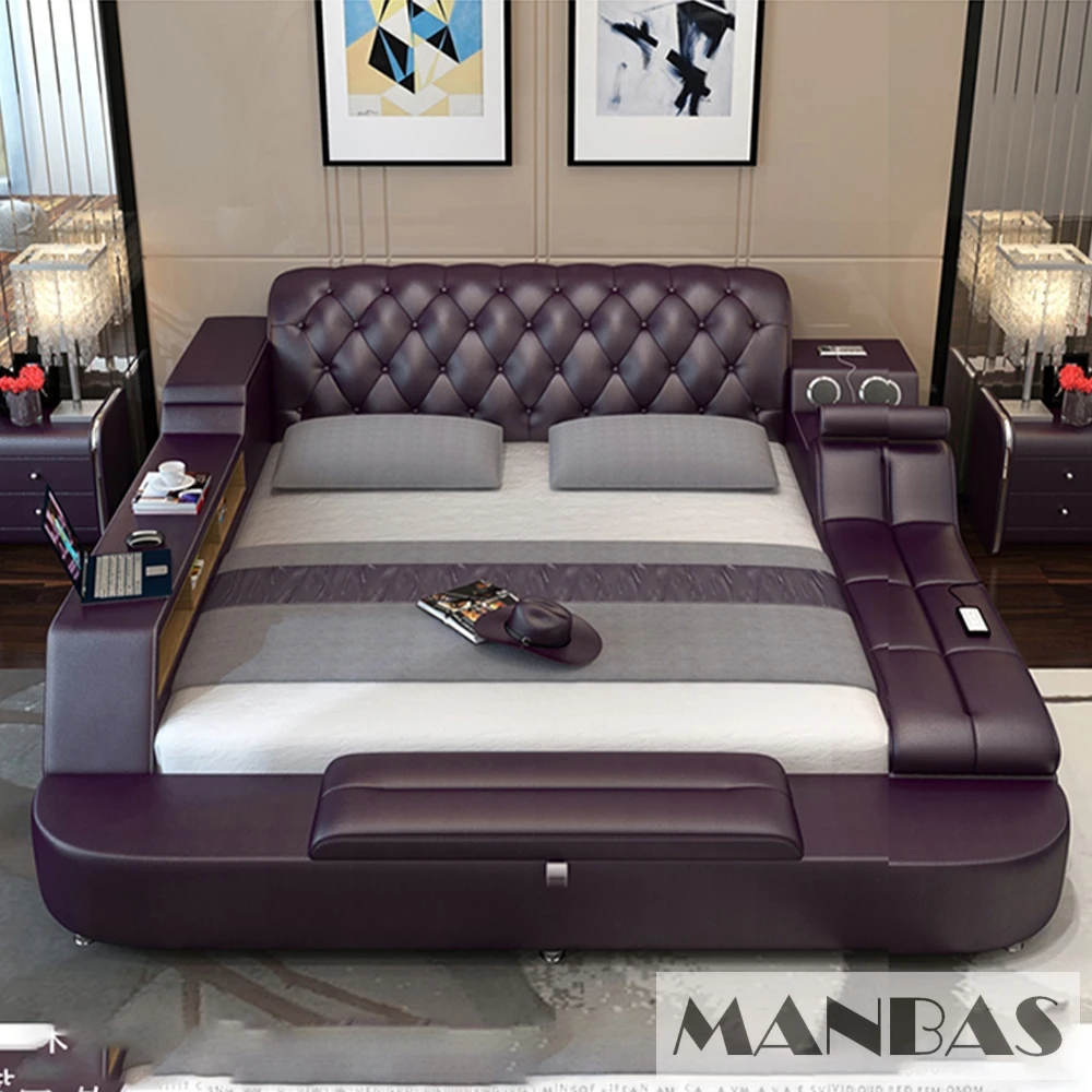 Modern Tufted Headboard King/Queen Ultimate Bed, Luxury Multifunctional Upholstered Platform Bed Frame with Speakers & LED Light view 3
