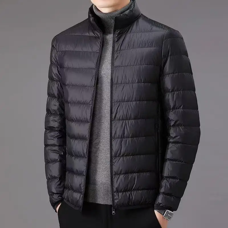 

Men's Lightweight Cotton Jaet Autumn Winter Casual Warm Stand Collar Young Middle-aged Top ort Cotton Coat Outerwear