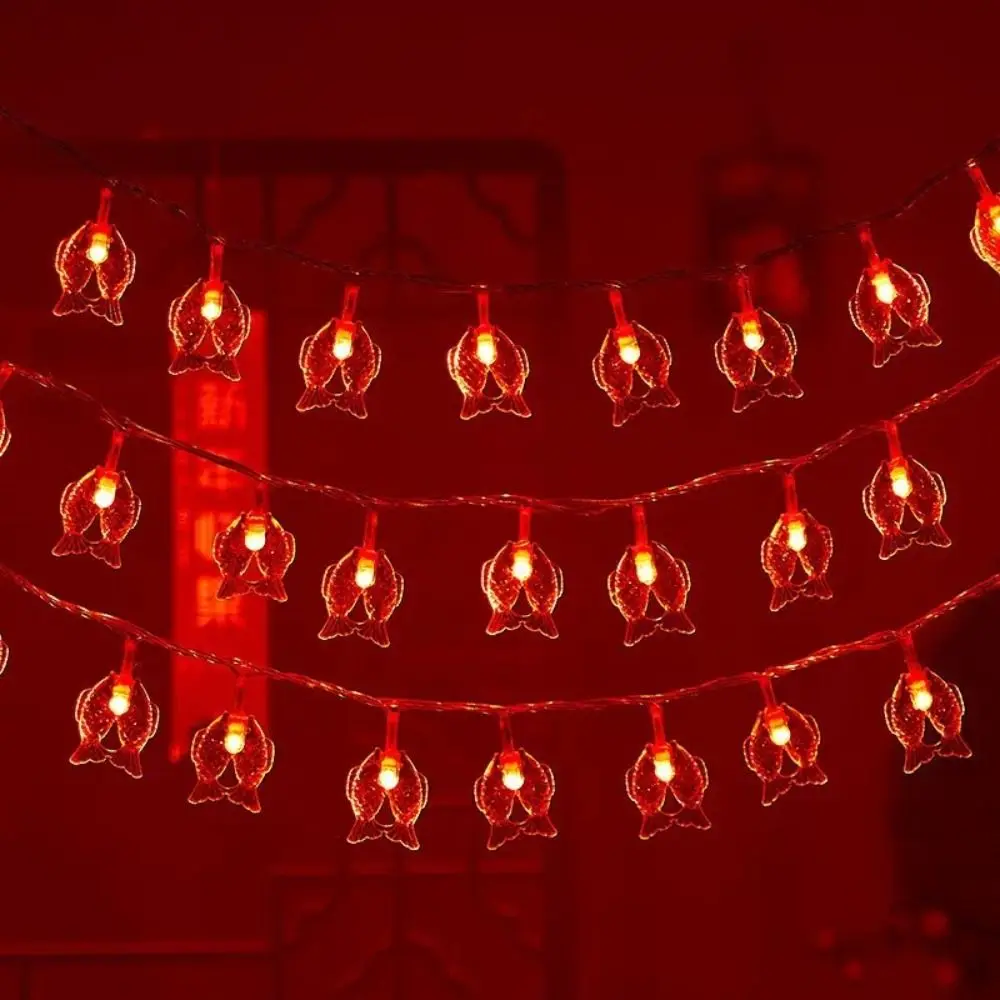 النمط الصيني أضواء مهرجان الربيع ديكور اللون الأحمر مشرق السنة الجديدة LED سلسلة الإضاءة حسن الحظ مصباح الغلاف الجوي التقليدي