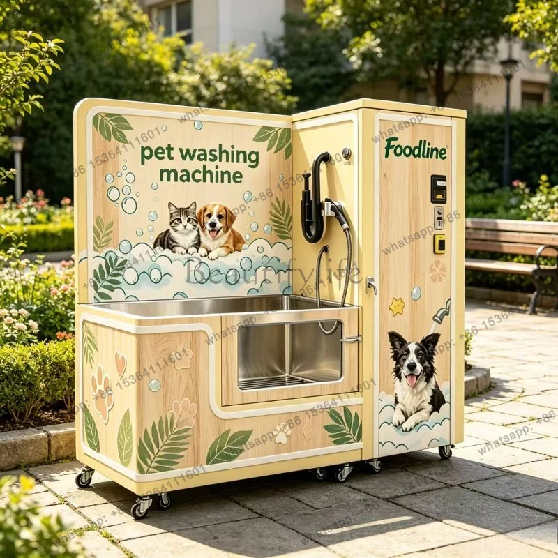 Customizable 24 Hour Pet Washing Station Self Service Dog Cat Bathing Booth for Parks Coin Bill QR Code Payment