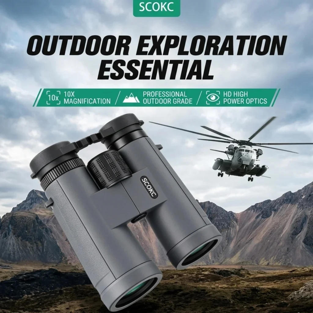 Powerful 10x42 Binoculars Compact Waterproof FMC Lens Pocket Telescope Long Range for Travel Concerts Outdoor Sports