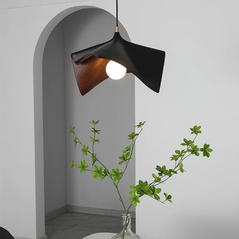 Lámpara colgante Led de un solo cabezal, candelabros de resina de hoja creativa, decoración de iluminación nórdica Simple para el hogar, comedor, dormitorio y estudio