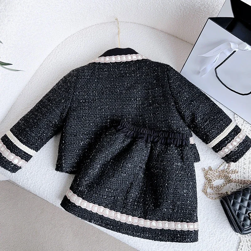 Children's Clothing Sets 2023 Winter Girl's Little Fragrance Style Cotton Jacket Warm 2Pcs Set Girls Clothes Set 2 To 7 Years