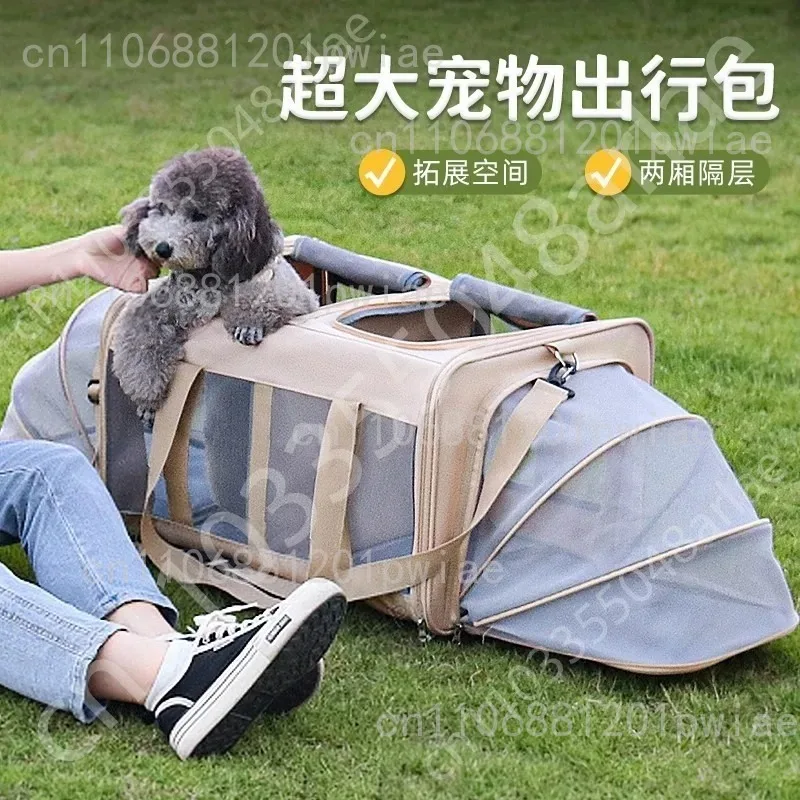 

Pet Car Cage Cat Carrier Bag Expandable Pet Cage Breathable Dog Car Bag Multi Pet Collapsible and Washable