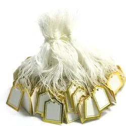 100PCS Round Rectangle Jewelry Price Labels Hanging Tags Jewellery Display Hangtags Gold/Silver Edge Retail Supplies Accessories