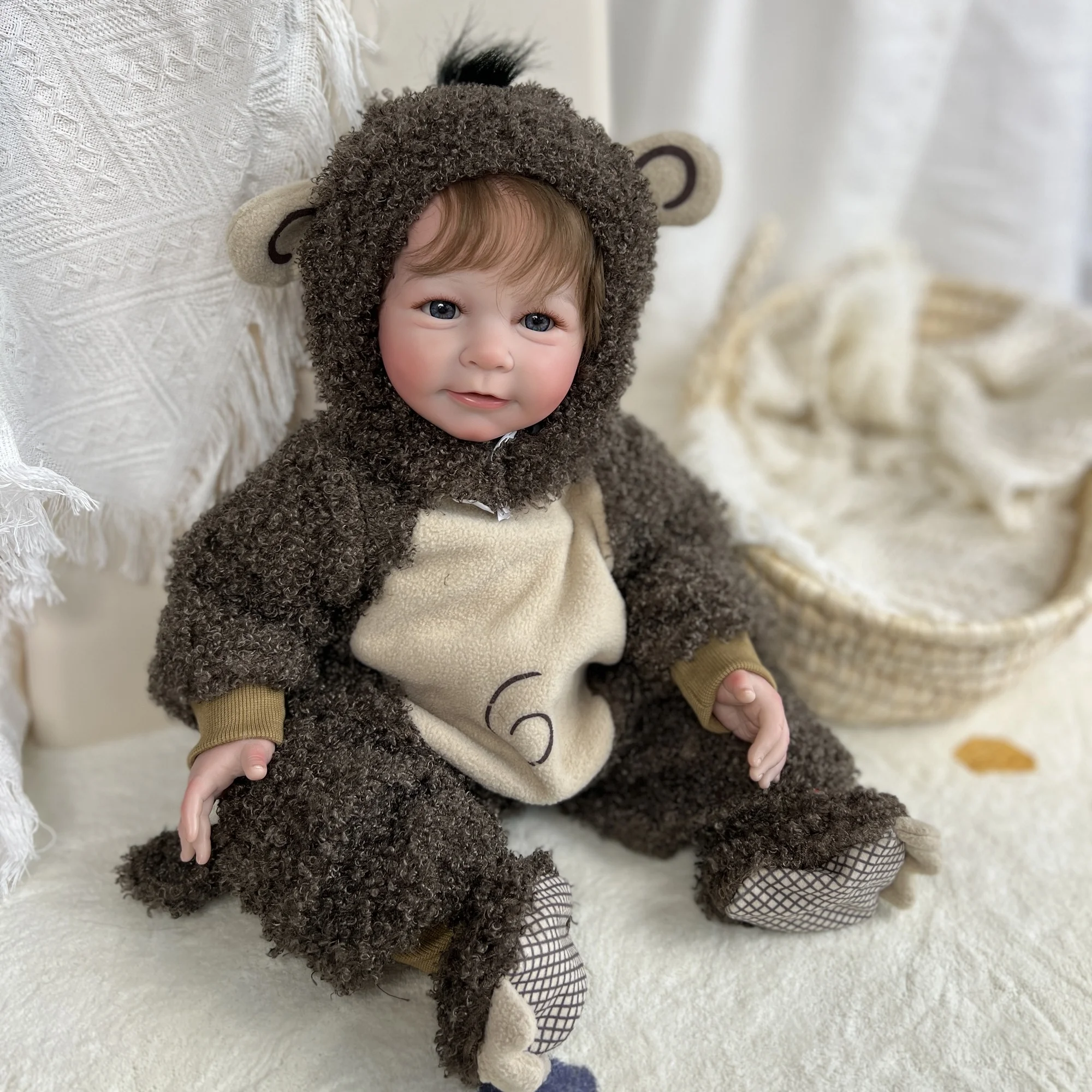 55 cm kuschelige Lisa Bebe Reborn 3D bemalte handgemachte lebensechte realistische Reborn-Puppen Bonecas Infantil Meninas