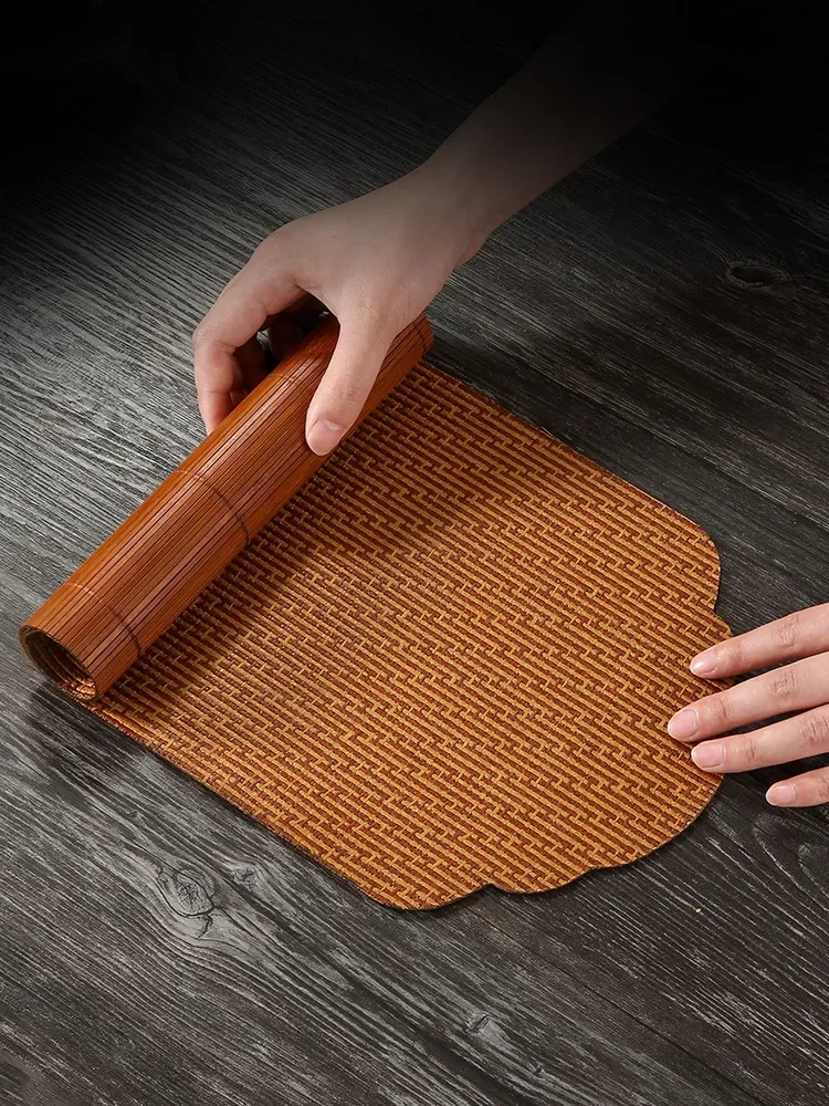 

Bamboo Tea-Seat Double-Sided Insulated Placemat Table Runner Fabric Craft Bamboo Woven Tea Utensils New Chinese Zen Tea Mat