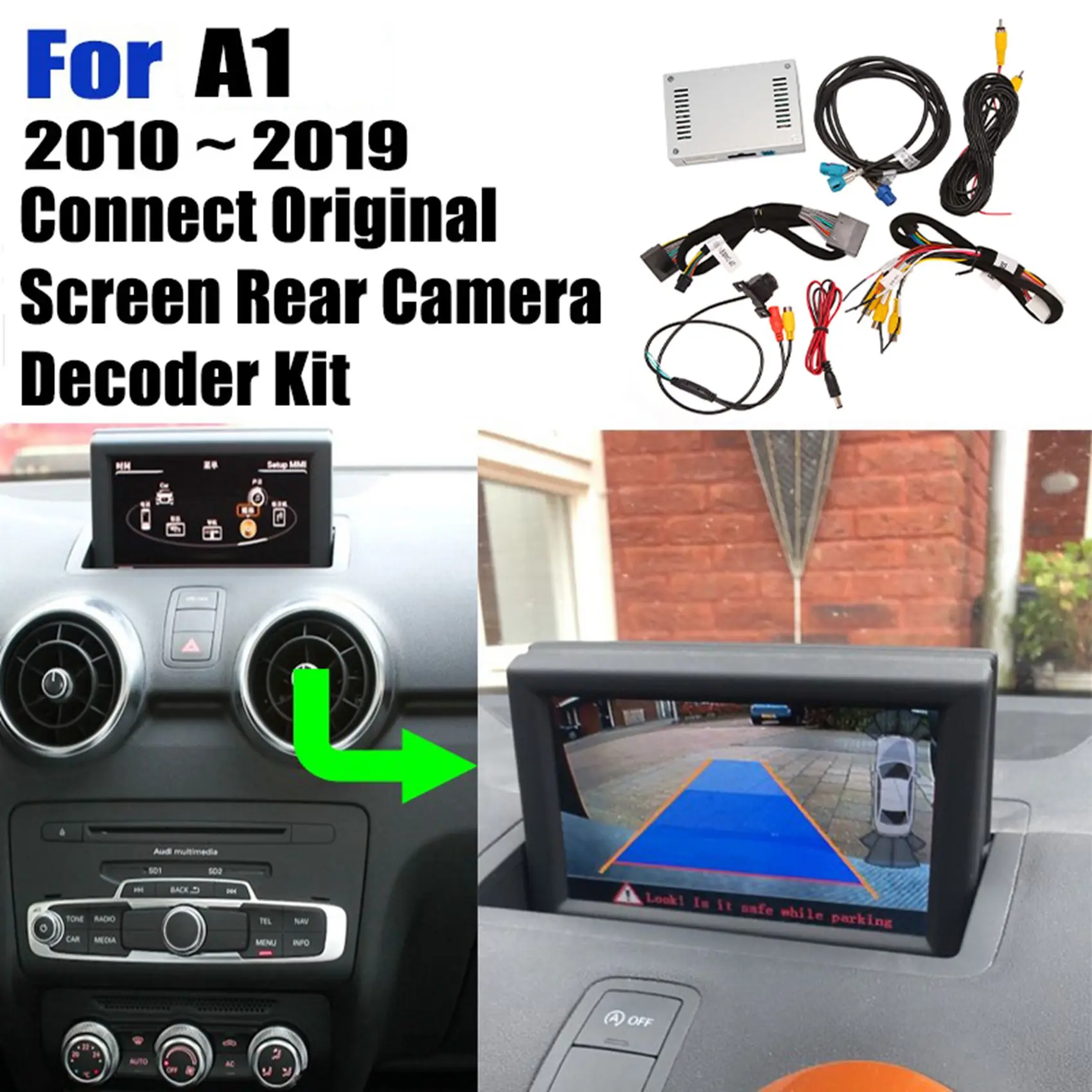 For -Audi A1 8X 2010 - 2019 Backup Camera Interface Screen Upgrade Decoder Reversing Rear View Camera