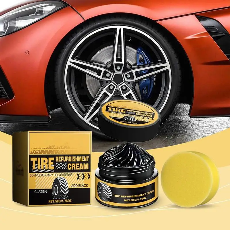 Car Tire Coating 50g Tire Shine Gel Lasting Black Tire Shine Stain-Resistant Wet Tire Dressing Car Tire Care Agent for Car Tires