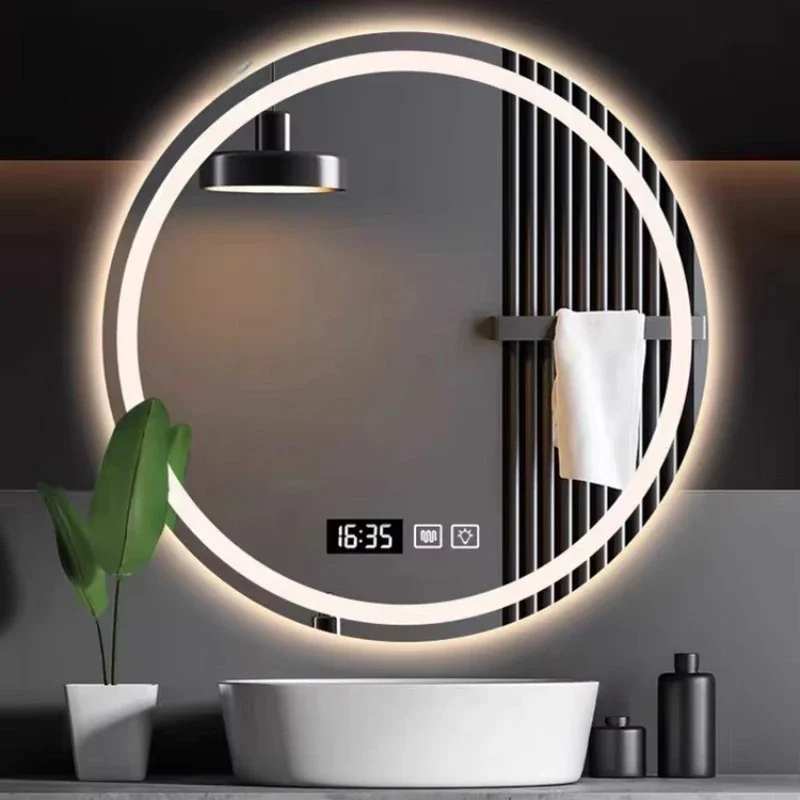 

Modern Round Light Emitting Diode Mirror Wall Mounted Touch Switch Screen Bathroom Smart Mirror