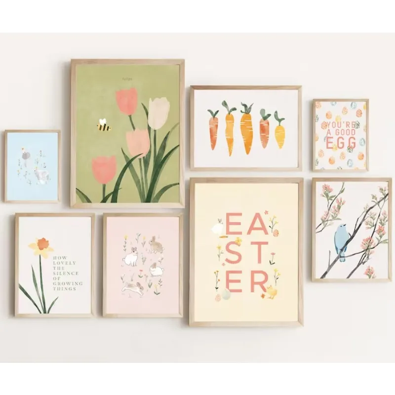 

Morandi Light Boho Wall Art Easter Flower Carrot Alphabet Print Canvas Painting Danish Pastel Home Decor Gallery Bedroom Poster