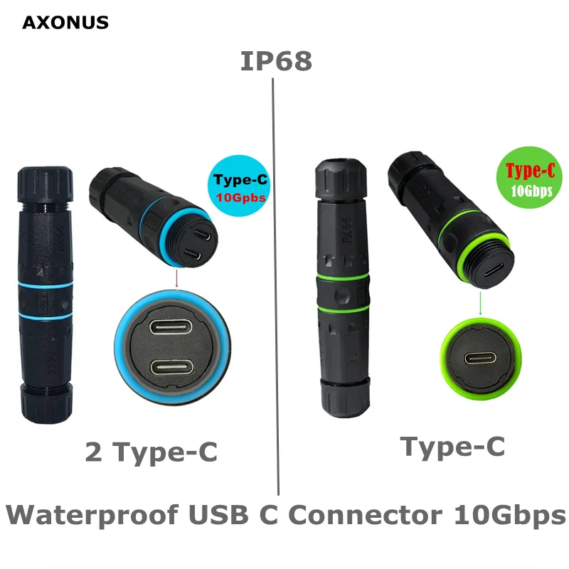 adaptador-conector-m20-com-trava-ip68-a-prova-d'Agua-tipo-c-10gbps-usb31-femea-para-usb-c-femea