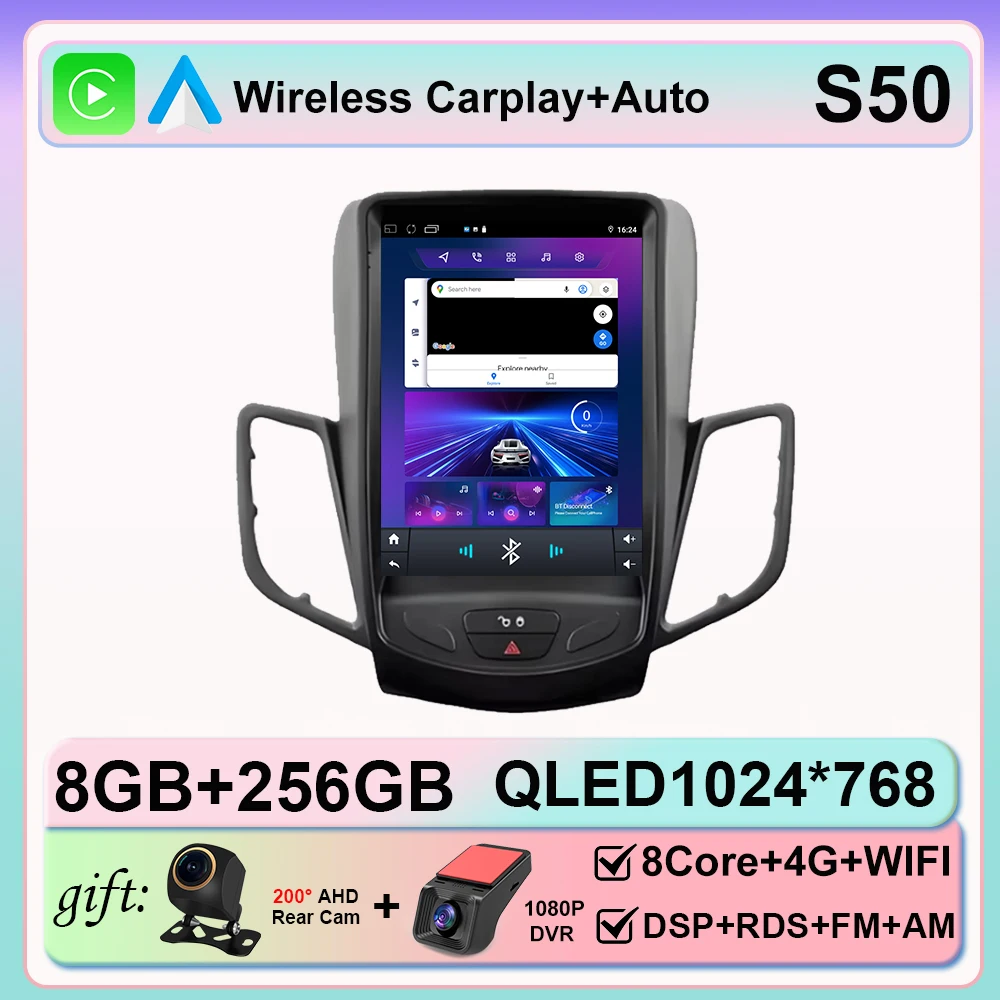 9.7 inch autoradio voor Ford Fiesta MK 7 2008-2019 Android 16 auto multimediaspeler navigatie stereo 4G BT WIFI stereo GPS