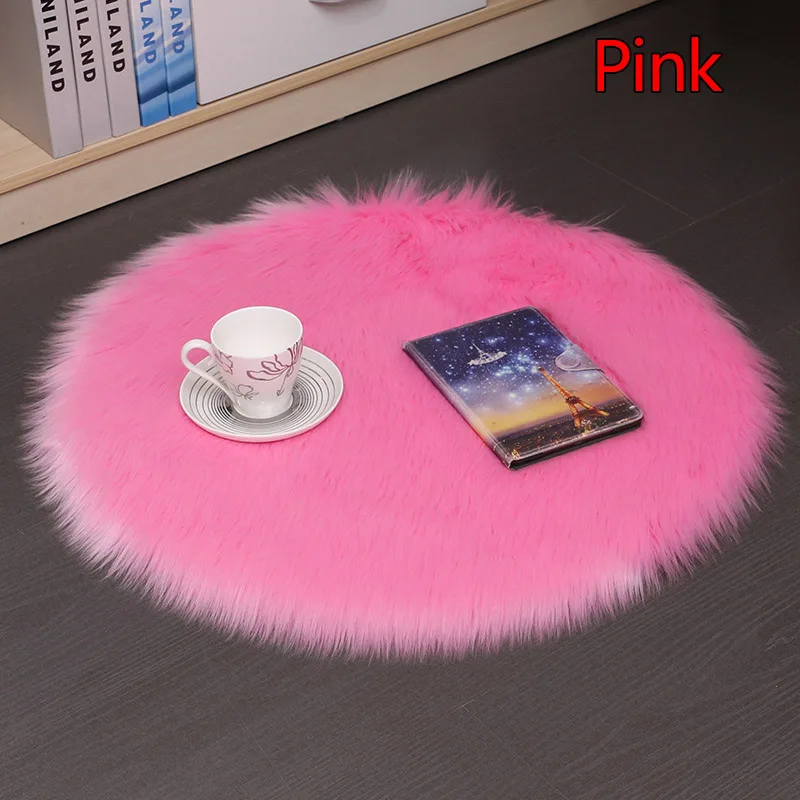 Faux Fur Chair Cover Seat Cushion Pad Plush Round Cushion Sofa Chair Decor Cute Student Seat Pad Photography Props Background