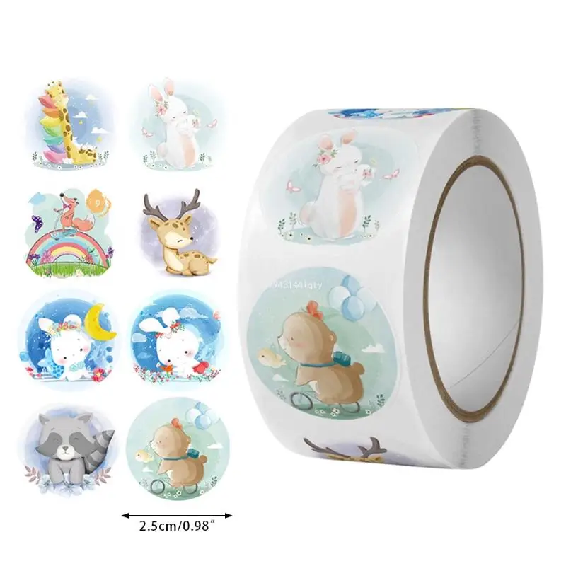 1Roll Cartoon Animal People Laptop Water Bottle Waterproof Sticker Dropship