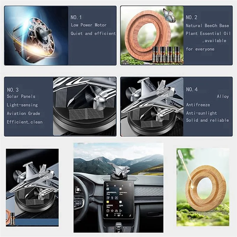A71Z Solar Car Air Freshener,Al Alloy Airplane Air Fresheners For Car, Car Perfume Aromatherapy Diffuser image 2
