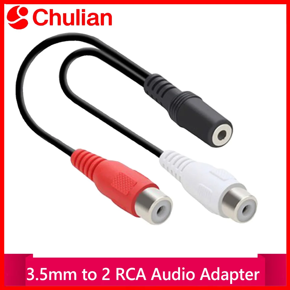 3.5mm To 2RCA Cable 3.5mm Jack Female To 2RCA Female Stereo Audio Adapter RCA Extension Cable for Phone Amplifier Speaker DVD