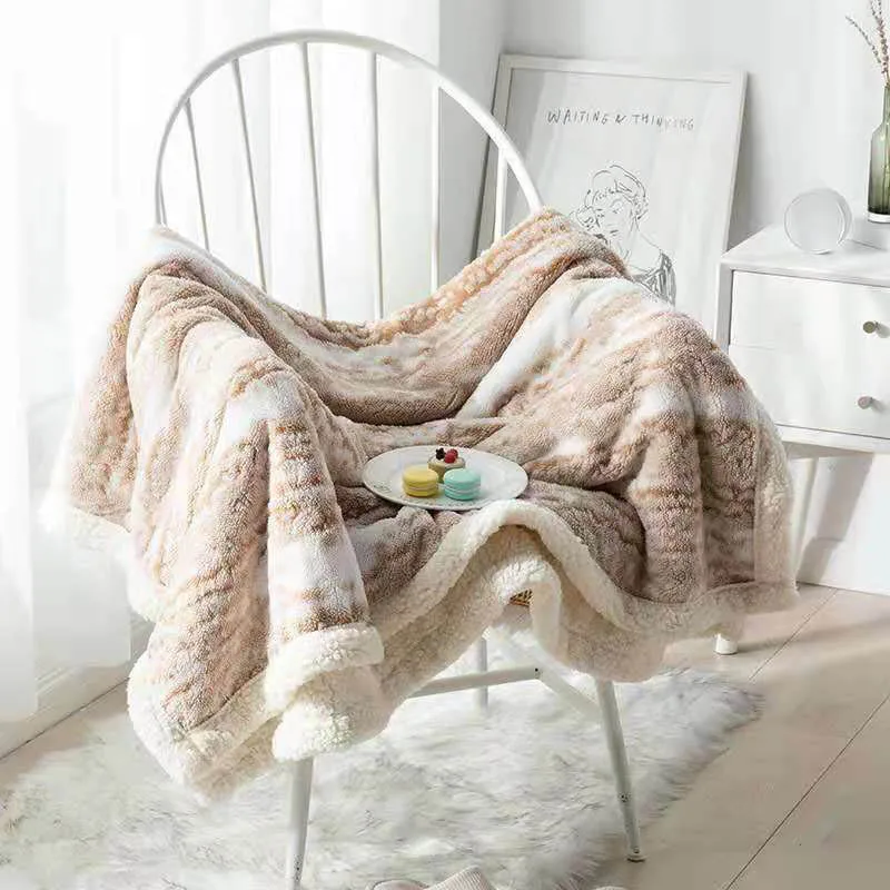 Winter Thick Bed Thermal Blankets Soft Warm Coral Fleece Weighted Blanket Double Sided Travel Office Wool Blanket Bedspread Home