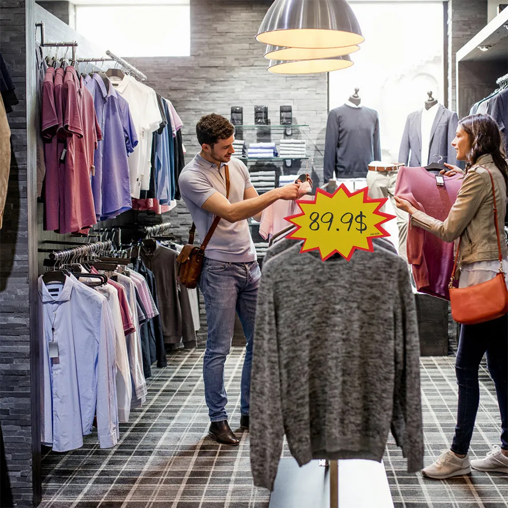 

100Pcs Versatile Price Labels for Retail Events and Supermarket Product Displays Price Labels Burst Star Cutouts Signs