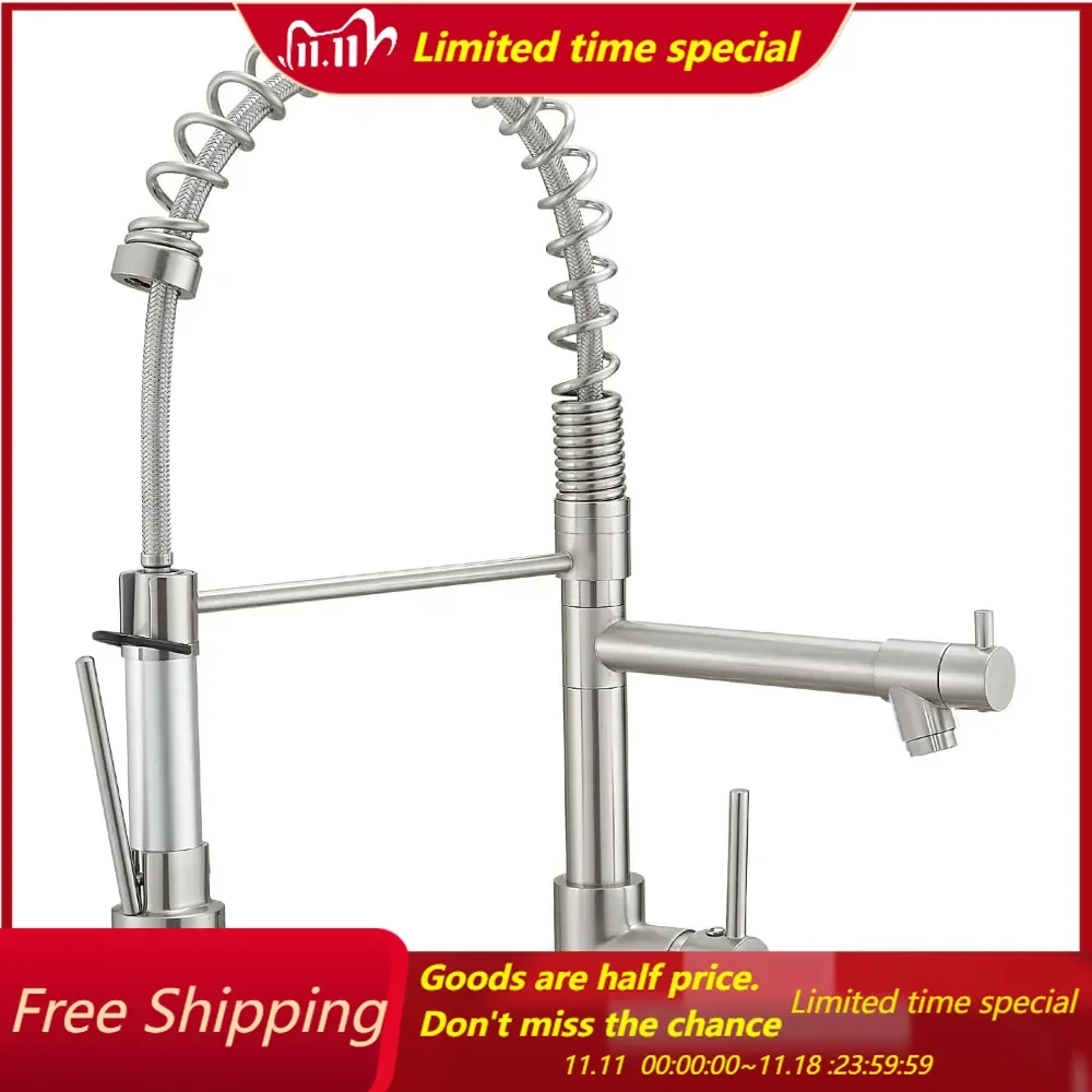 

Kitchen Faucet with Pull Down Sprayer - Commercial Stainless Steel Pull Down Sprayer Kitchen Faucet