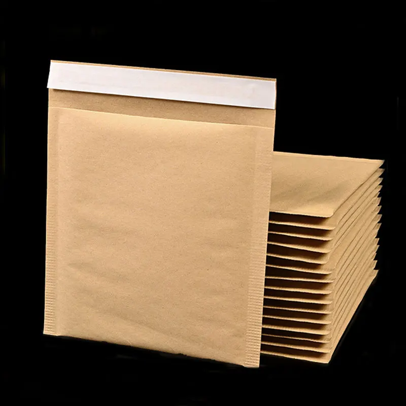 Relcheer 20Pcs Kraft Paper Padded Bubble Pouch Self-adhesive Envelope Foam Shockproof Clothing Mail Express Postal Courier Bag