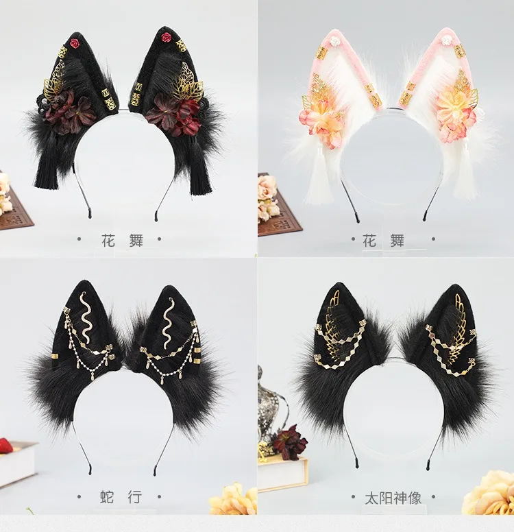 جديد يدوية الصنع تأثيري الملتحي الذئب الشعر هوب أفخم أغطية الرأس إكسسوارات الشعر فروي رقيق هالوين حفلة الوحش الأذن الشعر هوب