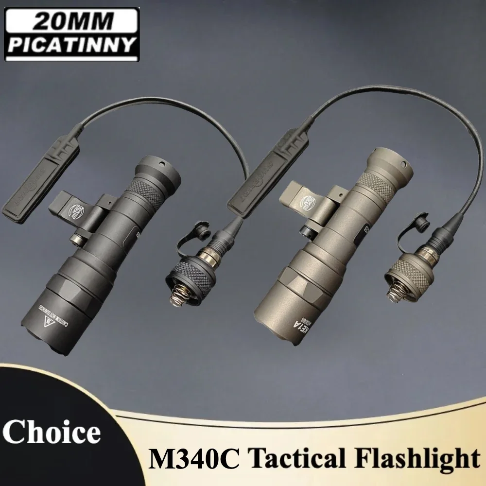 Tactical M300A/M340C LED Flashlight with Pressure Switct Airsoft Rifle Weapon Gun Light for G17 Outdoor Hunting