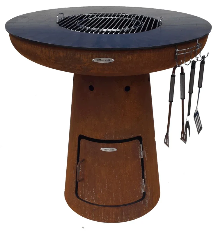 Corten Steel Metal Fire Table For Bbq Outdoor