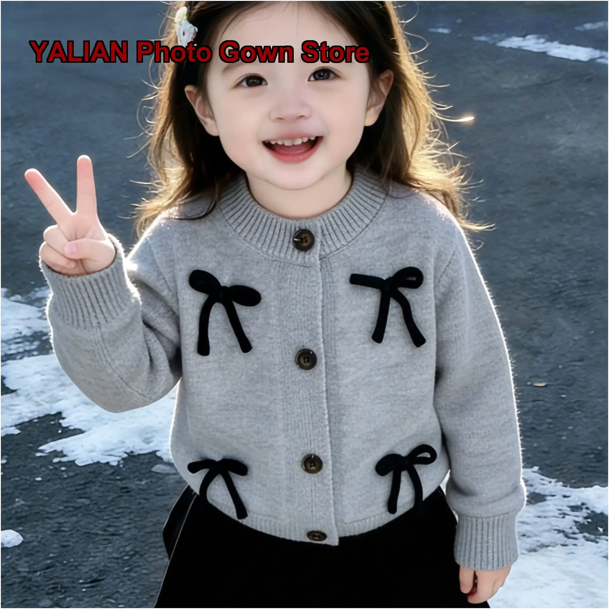 Girls Spring Knit Cardigan Kids Early Spring Cute Wear Long Sleeves Thin Breathable Tops