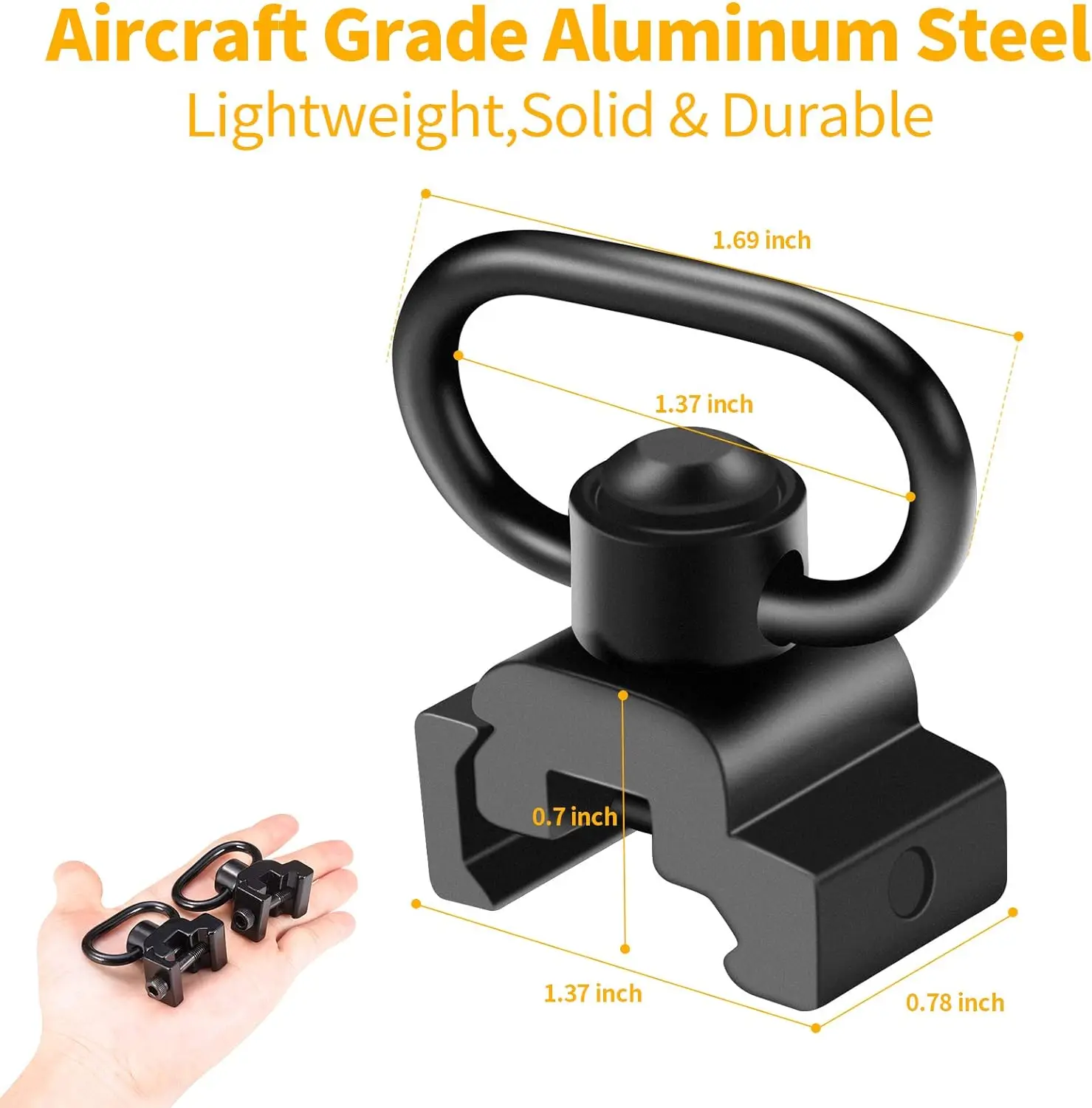 Quick Detach Sling Swivel Mount Adapter 1.25” QD Rifle Strap Sling Ring Attachment 20mm Picatinny Rail Hunting Gun Accessories