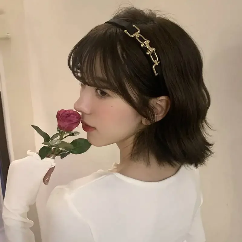 الذهب الأسود الشرير موضة ريترو سلسلة عصابات رأس اكسسوارات شعبية روك العصابات الشعر السيدات غسل الوجه ماكياج أدوات هيرباند الثابتة