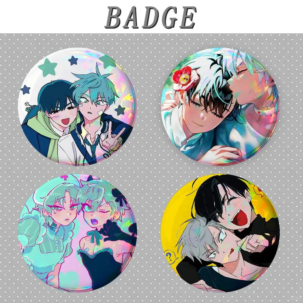 A-Alien Stage I-Ivan And T-Till Badges Round Brooch Cute Cartoon Idol Cosplay Badges DIY Backpack Clothing Jewelry Pins