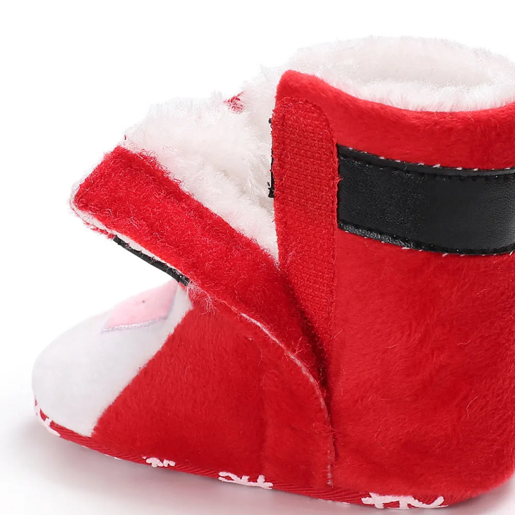 Santa Claus Shape Baby Cotton Shoes High Wrap Warm Winter Boots Christmas Infant Non Slip Soft Boots Red Size 1 13cm