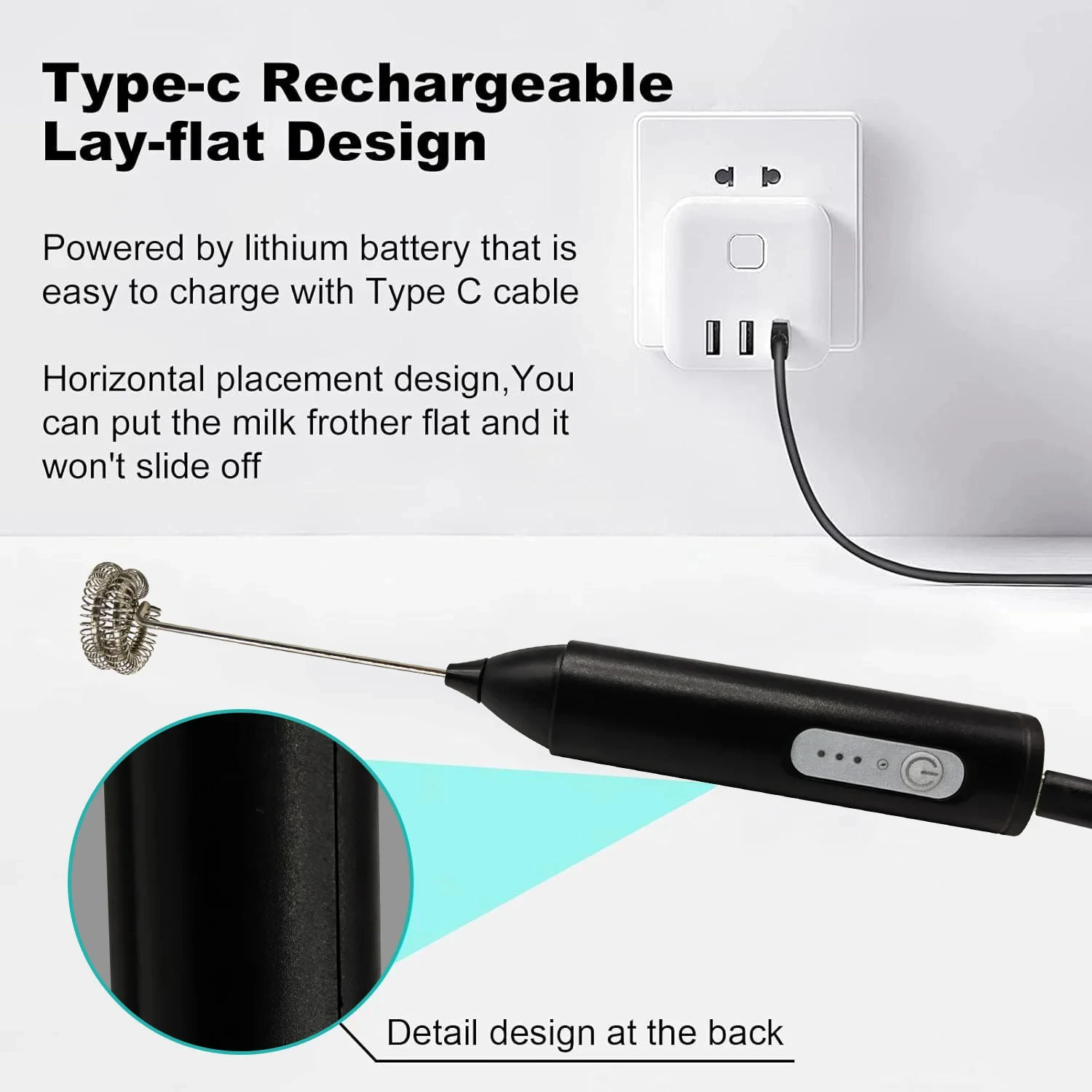 Portable foam maker Handheld 3-speed milk foam maker Coffee maker Electric mixer Eggbeater Kitchen food mixer