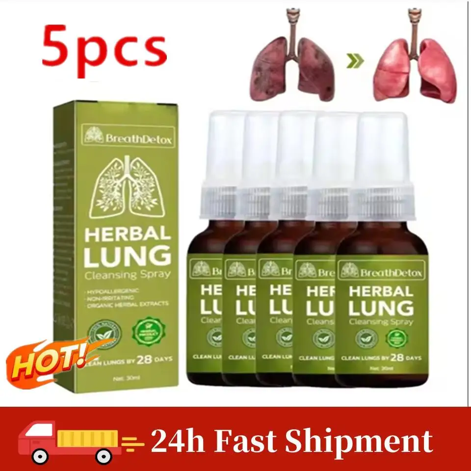 

5pcs Herbal Lung Cleanse Mist Powerful Lung Support, Cleanse & Breathe Herbal Mist Health Care Herbal Lung Cleanse Spray 30ml