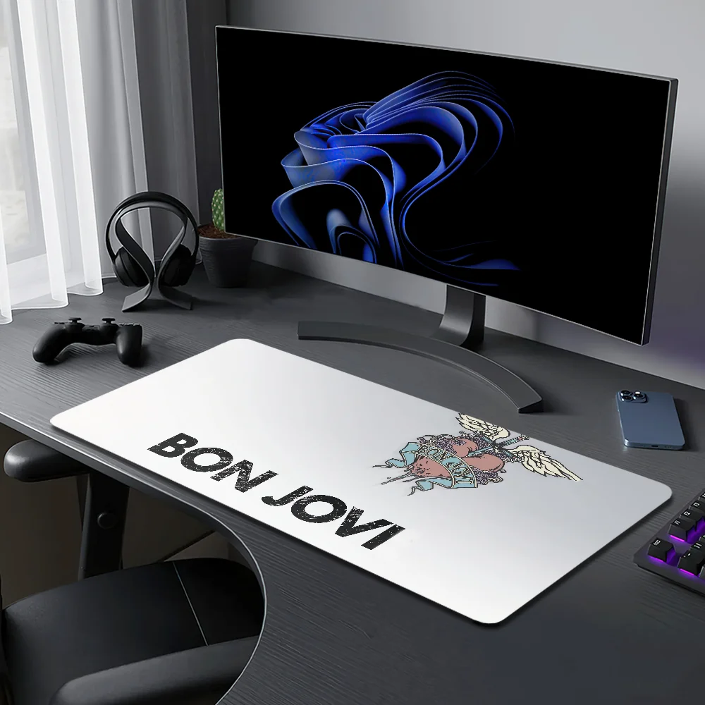 B-Bon Jovi Mouse Pad Large Desk Mat Keyboard Ergonomic Office Rubber PC Non-slip Anti-fray Home Custom Best Price