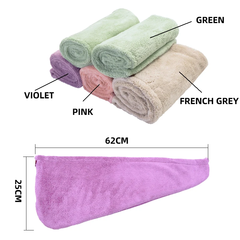 1pc Hair Drying Cap,Super Absorbent Microfiber Fleece Shower Cap, Super Soft Hair Towel Wrap with Button, Quick Dry Hair Towel