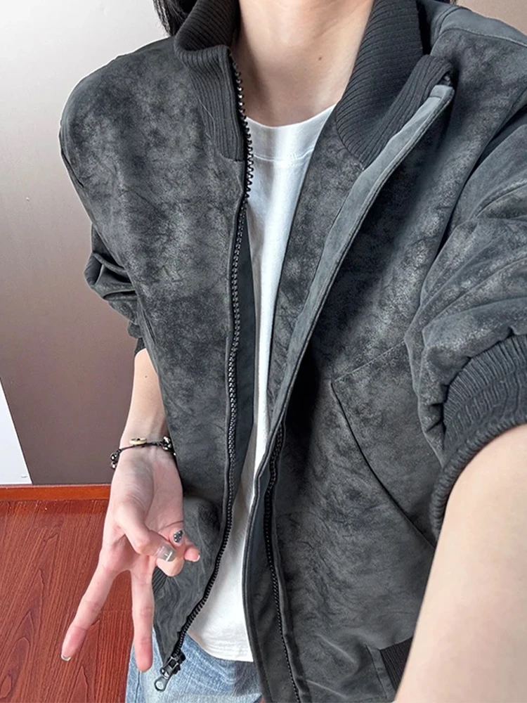 

Мужская весенняя куртка из искусственной кожи в американском стиле, высококачественная, утепленная, в стиле бейсбольной куртки-бомбера, Cleanfit