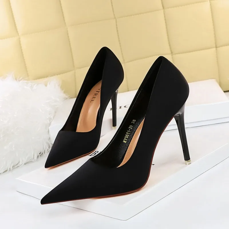 BIGTREE Shoes Satin Women Pumps 2023, New Purple High Heels Fashion Women Shoes Stiletto Luxury Noble Party Shoes Women Heels