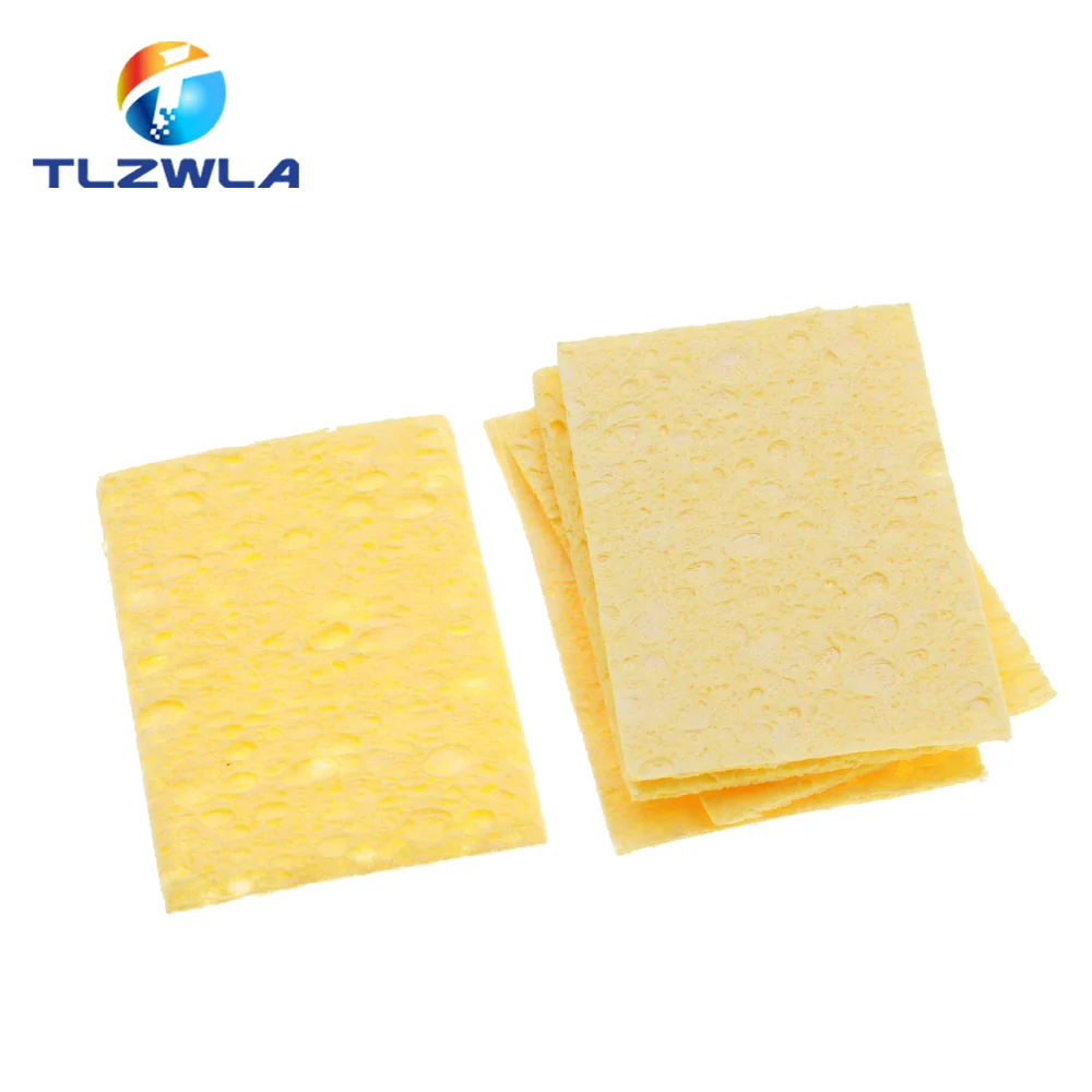 10PC 35MMX50MM Cleaning Sponge Cleaner YellowHigh Temperature Enduring Cleaner Sponge For Electric Welding Soldering Iron Tip