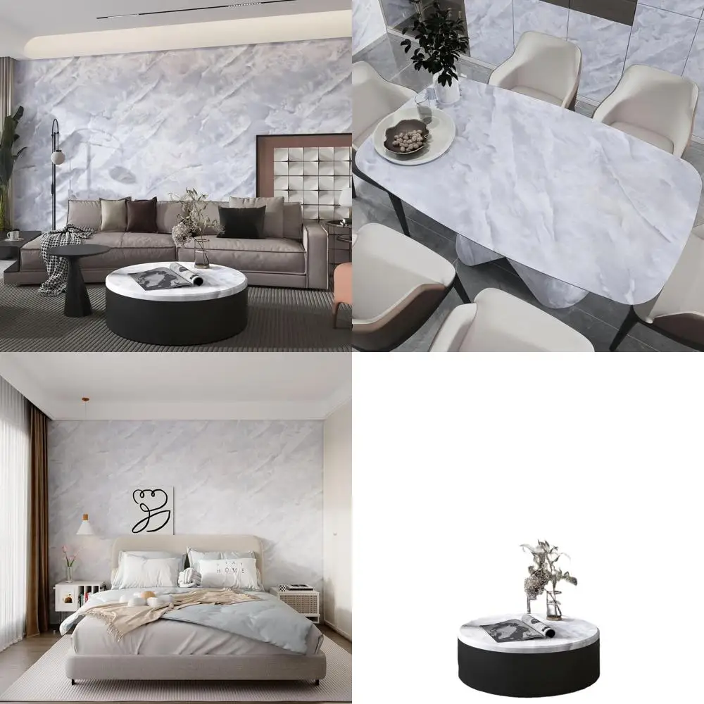 

Gray Marble-Look Peel and Stick Wallpaper, 31x354 Inches, Waterproof, Removable, Ideal for Renters