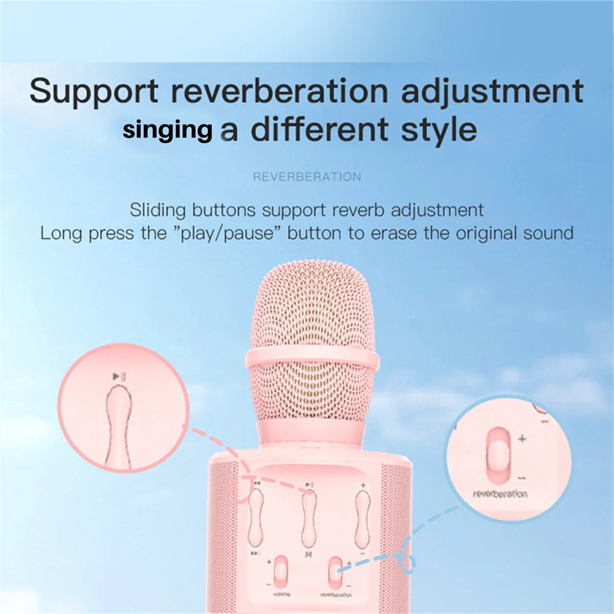 مشغل Ktv للمنزل اللاسلكي بتقنية البلوتوث للأطفال مع ملحقات إضاءة LED صوتية سحرية باللون الوردي