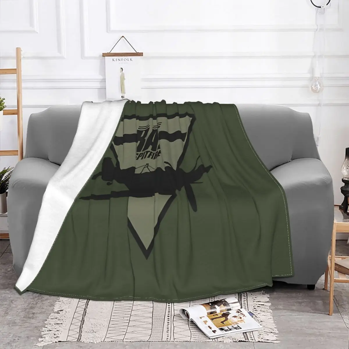 Green Supermarine Spitfire Airplane Blanket Fleece All Season Breathable Ultra-Soft Throw Blankets For Office Plush Thin Quilt