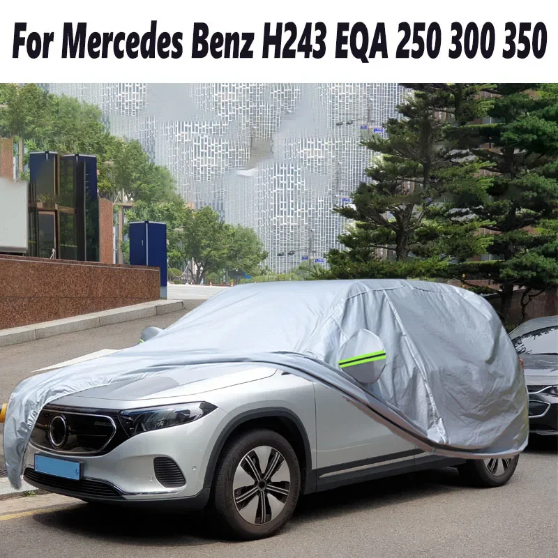 Black Car Cover For Mercedes Benz H243 EQA 250 300 350 Waterproof Auto Anti-UV Sun Rain Snow Wind Protection Dust Proof Cover