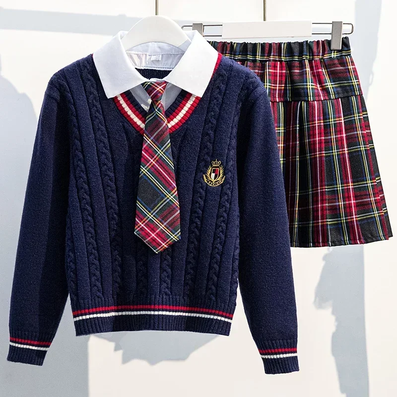 Girls School Uniform Clothes Children Sets Kids Clothing Spring Autumn School Clothes Children\'s Top and Bottom Clothes Set