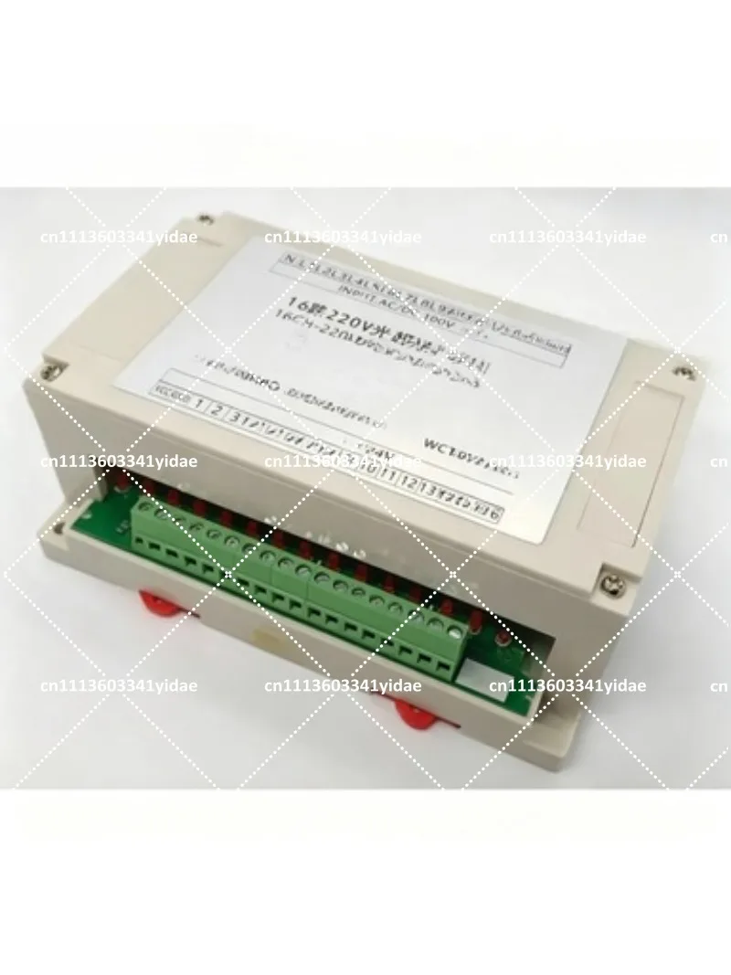 16 Channel 220V AC Optocoupler Isolation Module, Power Detection Relay Board, DIN Rail Mount